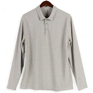 Lululemon Evolution Long Sleeve Polo Shirt Mens XL Heather Taupe Gray